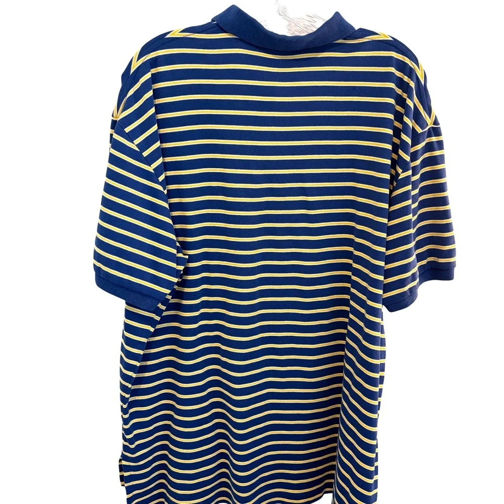 Polo Ralph Lauren Polo Shirt Mens XL Blue Yellow Striped Short Sleeve Pony Logo